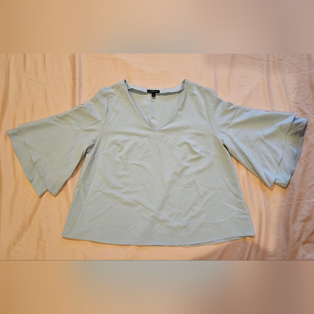 Lane Bryant Sky Blue V-Neck Dressy Blouse